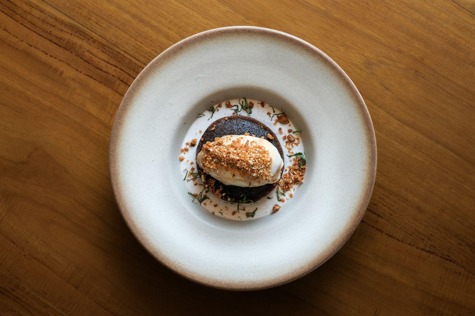 Modern Indonesian Dessert Black Rice Pudding.